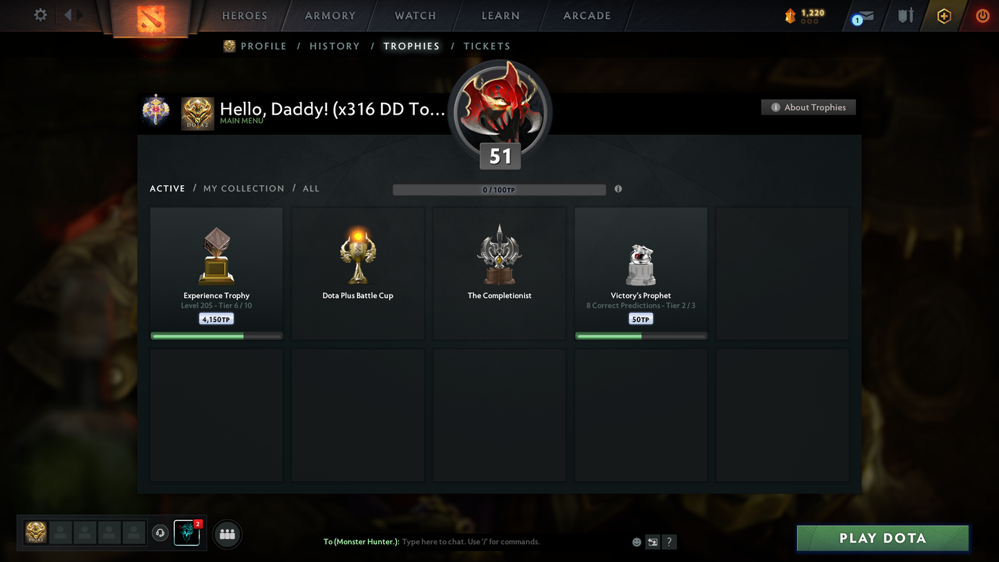 Legend I | MMR: 3119 | Behavior Score: 11497 | x316 MMR DD TOKENS | 3 Arcanas: Monkey King, Juggernaut, Terrorblade | 4 Latest Personas: PA, AM, Invoker, CM | Latest Cache Sets | Mainpool | Trophy Level: 205 | Full Access