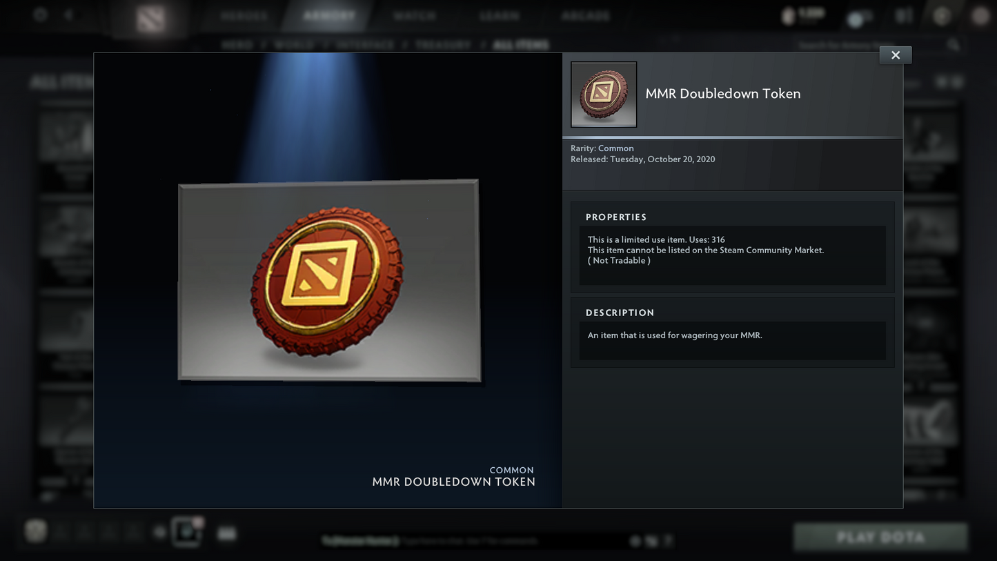 Legend I | MMR: 3119 | Behavior Score: 11497 | x316 MMR DD TOKENS | 3 Arcanas: Monkey King, Juggernaut, Terrorblade | 4 Latest Personas: PA, AM, Invoker, CM | Latest Cache Sets | Mainpool | Trophy Level: 205 | Full Access