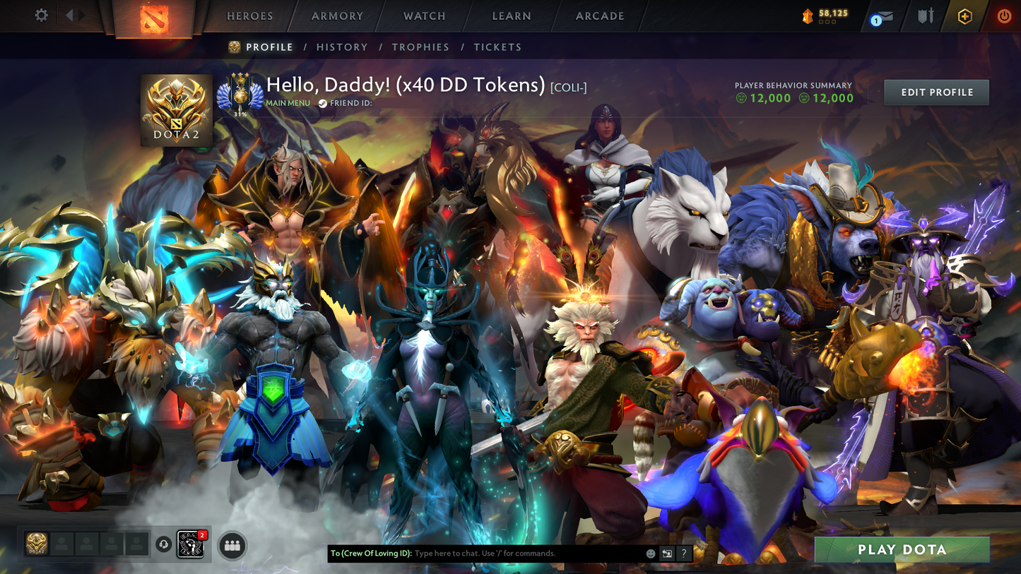 Divine III | MMR: 5083 | Behavior Score: 12000 | x40 MMR DD TOKENS | 4 Arcanas: Phantom Assassin, Monkey King, Zeus, Ogre Magi | 10th Anniversary Sets | 2,000+ Matches | Mainpool | Trophy Level: 261| Full Access