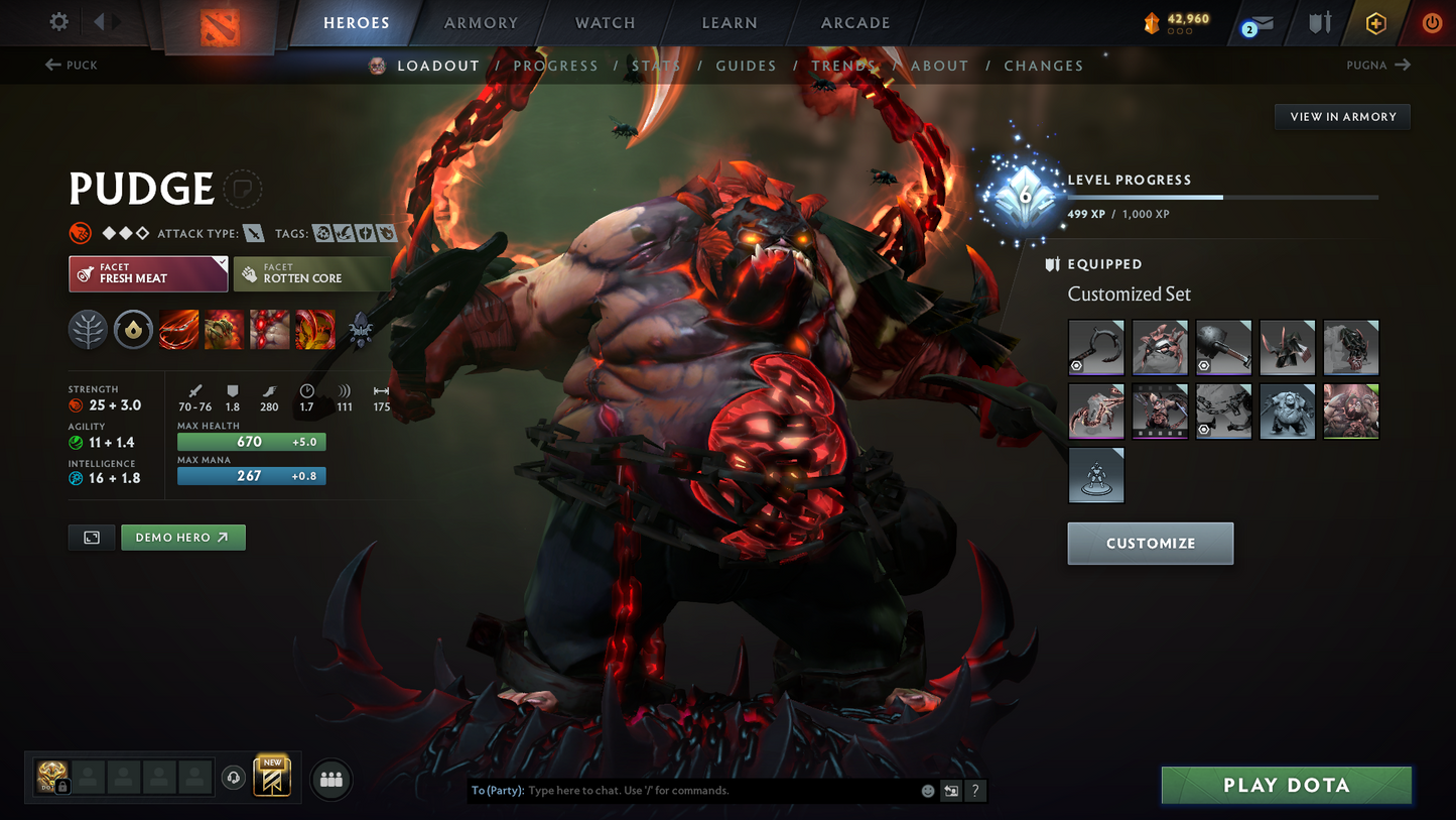 Archon V | MMR: 2872 | 9,800+ Hours Played | Behavior Score: 7718 | 2 Arcanas: Pudge & Lina | Rare Cavern Crawl Sets | 9,825 Matches Played | Mainpool | Trophy Level: 477 | Full Access