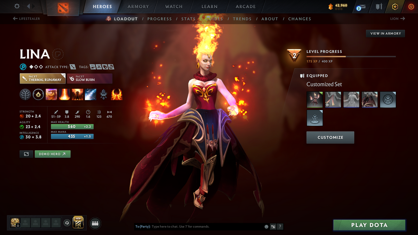 Archon V | MMR: 2872 | 9,800+ Hours Played | Behavior Score: 7718 | 2 Arcanas: Pudge & Lina | Rare Cavern Crawl Sets | 9,825 Matches Played | Mainpool | Trophy Level: 477 | Full Access