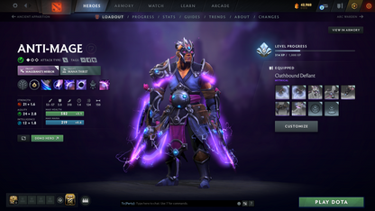 Archon V | MMR: 2872 | 9,800+ Hours Played | Behavior Score: 7718 | 2 Arcanas: Pudge & Lina | Rare Cavern Crawl Sets | 9,825 Matches Played | Mainpool | Trophy Level: 477 | Full Access