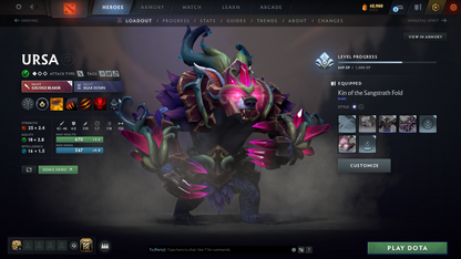 Archon V | MMR: 2872 | 9,800+ Hours Played | Behavior Score: 7718 | 2 Arcanas: Pudge & Lina | Rare Cavern Crawl Sets | 9,825 Matches Played | Mainpool | Trophy Level: 477 | Full Access