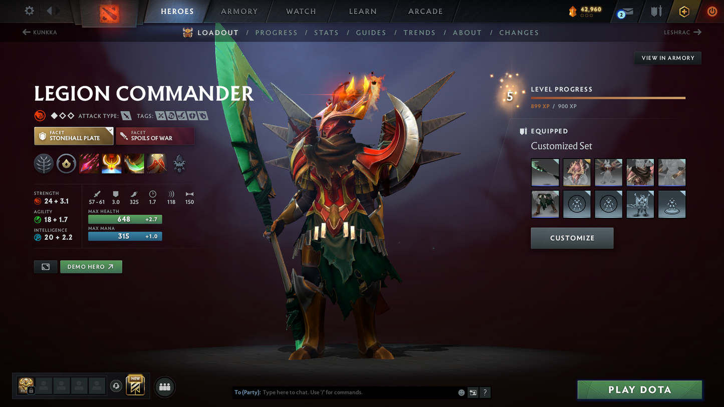 Archon V | MMR: 2872 | 9,800+ Hours Played | Behavior Score: 7718 | 2 Arcanas: Pudge & Lina | Rare Cavern Crawl Sets | 9,825 Matches Played | Mainpool | Trophy Level: 477 | Full Access