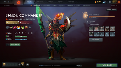 Archon V | MMR: 2872 | 9,800+ Hours Played | Behavior Score: 7718 | 2 Arcanas: Pudge & Lina | Rare Cavern Crawl Sets | 9,825 Matches Played | Mainpool | Trophy Level: 477 | Full Access