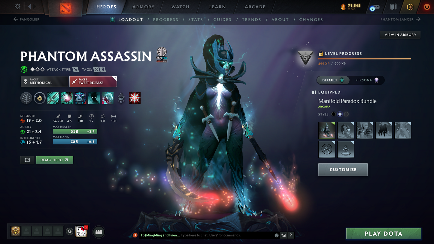 Guardian I | MMR: 707 - Behavior: 12000 | 5 Arcanas: Juggernaut, Phantom Assassin, Legion Commander, Pudge, Lina | Phantom Assassin Persona | Many Cache Sets Inside | Many Immortals | Full Access | Mainpool | Trophy Level: 214+