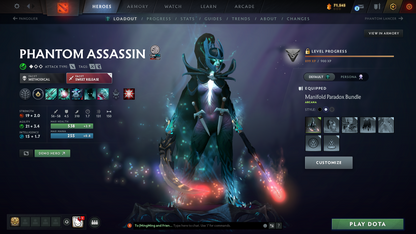 Guardian I | MMR: 707 - Behavior: 12000 | 5 Arcanas: Juggernaut, Phantom Assassin, Legion Commander, Pudge, Lina | Phantom Assassin Persona | Many Cache Sets Inside | Many Immortals | Full Access | Mainpool | Trophy Level: 214+