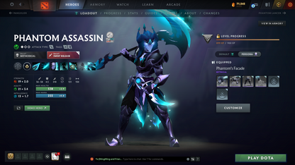 Guardian I | MMR: 707 - Behavior: 12000 | 5 Arcanas: Juggernaut, Phantom Assassin, Legion Commander, Pudge, Lina | Phantom Assassin Persona | Many Cache Sets Inside | Many Immortals | Full Access | Mainpool | Trophy Level: 214+