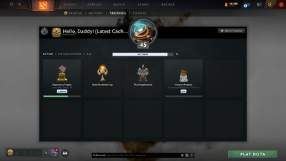 Guardian I | MMR: 639 - Behavior: 11403 | Legion Commander Arcana | 4 Latest Personas: Phantom Assassin, Invoker, Anti Mage, Crystal Maiden | Tons of Latest Cache Sets Inside | Many Immortals | Full Access | Mainpool | Trophy Level: 198+