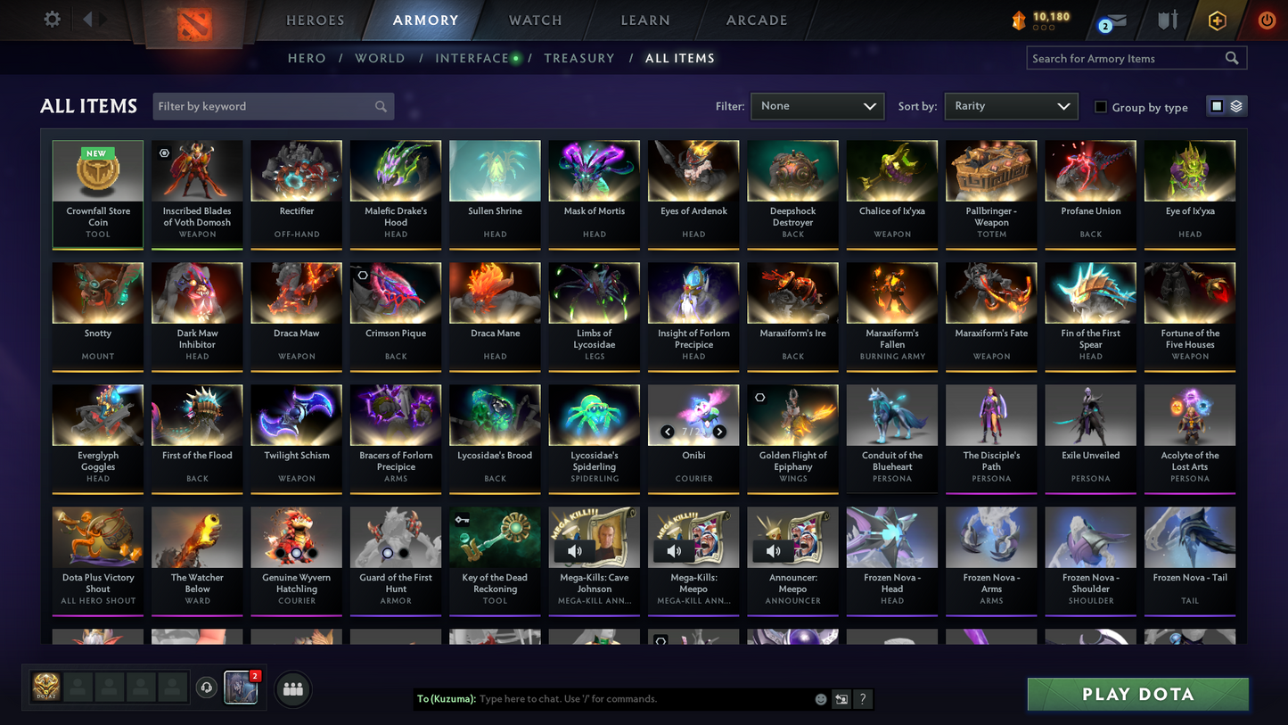 Guardian I | MMR: 639 - Behavior: 11403 | Legion Commander Arcana | 4 Latest Personas: Phantom Assassin, Invoker, Anti Mage, Crystal Maiden | Tons of Latest Cache Sets Inside | Many Immortals | Full Access | Mainpool | Trophy Level: 198+