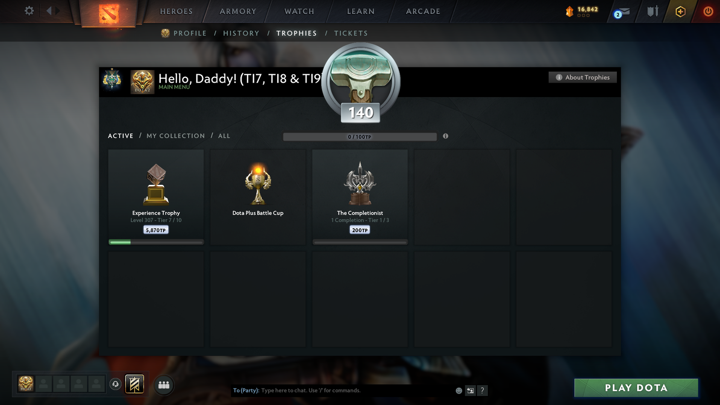 Archon I | MMR: 2322 - Behavior: 9550 | Battlepass: TI7, TI8, TI9 | Arcanas: Earthshaker, IO, Shadow Fiend | TI8 Green Immortals including Rare Lion's Hand | 3 Exclusive Terrains | Tons of Collector's Cache and Items