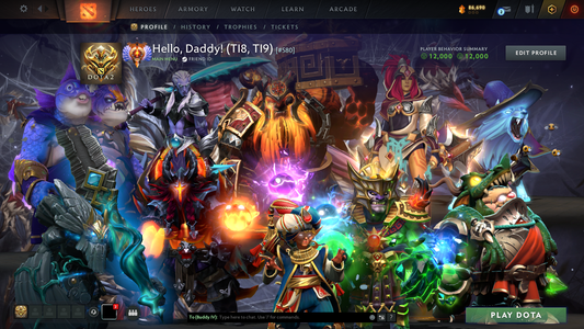 Immortal | MMR: 6379 - Behavior: 12000 | Battlepass: TI8, TI9 | Earthshaker Arcana | Lion's Green Immortal | Axe & Tiny Prestige | All 5 Personas: PA, Invoker, AM, CM, Pudge | 2 Exclusive Terrains | Tons of Collector's Cache and Items