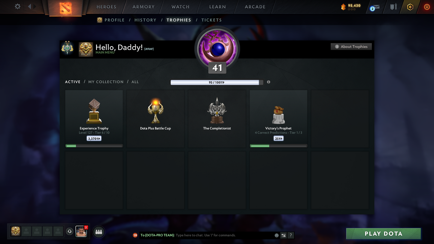 Archon II | MMR: 2490 | Behavior Score: 12000 | Windranger Arcana | 4 Personas: Invoker, Pudge, PA & AM | Tons of Cache Sets & Immortals Inside | Mainpool | Full Access | Trophy Level: 127