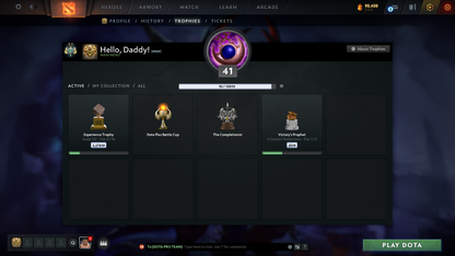 Archon II | MMR: 2490 | Behavior Score: 12000 | Windranger Arcana | 4 Personas: Invoker, Pudge, PA & AM | Tons of Cache Sets & Immortals Inside | Mainpool | Full Access | Trophy Level: 127