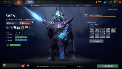 Archon II | MMR: 2490 | Behavior Score: 12000 | Windranger Arcana | 4 Personas: Invoker, Pudge, PA & AM | Tons of Cache Sets & Immortals Inside | Mainpool | Full Access | Trophy Level: 127