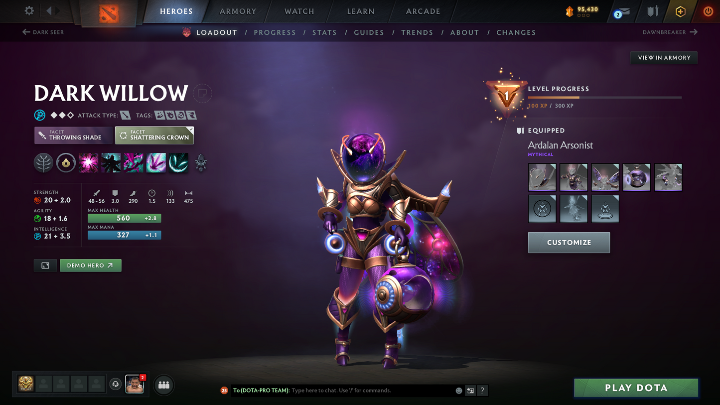 Archon II | MMR: 2490 | Behavior Score: 12000 | Windranger Arcana | 4 Personas: Invoker, Pudge, PA & AM | Tons of Cache Sets & Immortals Inside | Mainpool | Full Access | Trophy Level: 127