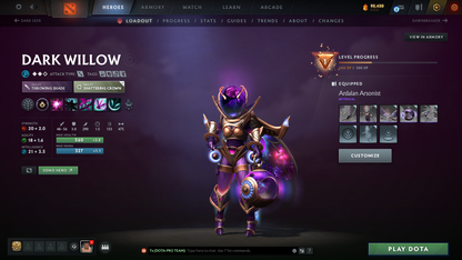 Archon II | MMR: 2490 | Behavior Score: 12000 | Windranger Arcana | 4 Personas: Invoker, Pudge, PA & AM | Tons of Cache Sets & Immortals Inside | Mainpool | Full Access | Trophy Level: 127