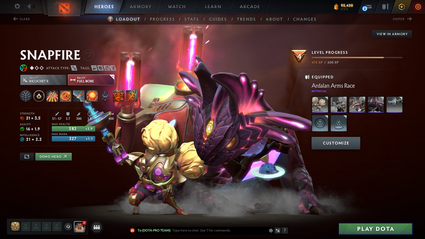 Archon II | MMR: 2490 | Behavior Score: 12000 | Windranger Arcana | 4 Personas: Invoker, Pudge, PA & AM | Tons of Cache Sets & Immortals Inside | Mainpool | Full Access | Trophy Level: 127