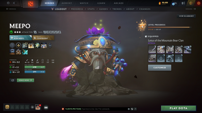 Archon II | MMR: 2490 | Behavior Score: 12000 | Windranger Arcana | 4 Personas: Invoker, Pudge, PA & AM | Tons of Cache Sets & Immortals Inside | Mainpool | Full Access | Trophy Level: 127
