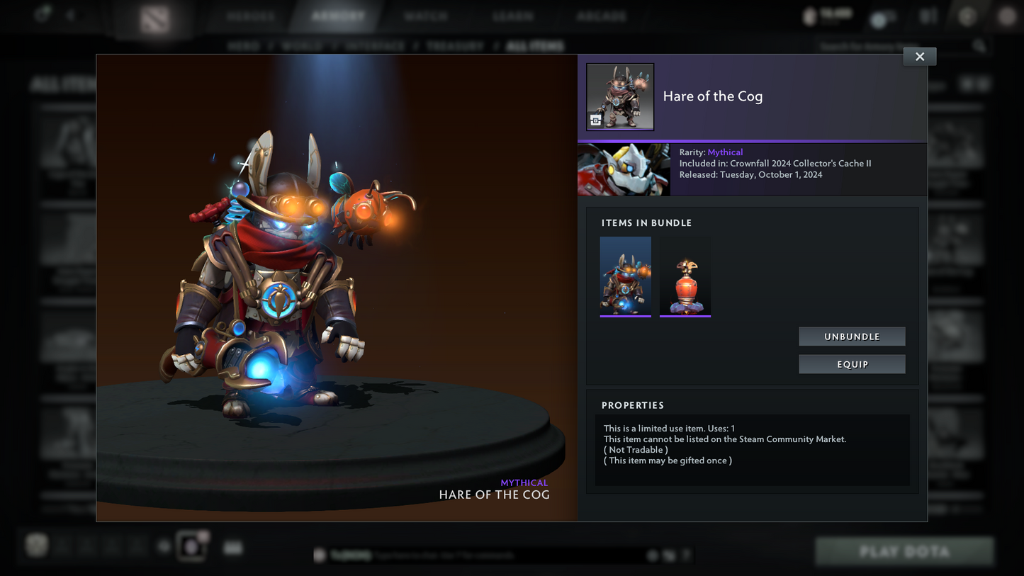 Crusader I | MMR: 1495 | Behavior Score: 12000 | Juggernaut Arcana | Pudge & CM Personas| Latest Cache Sets & Many Items Inside | Mainpool | Trophy Level: 152 | Full Access