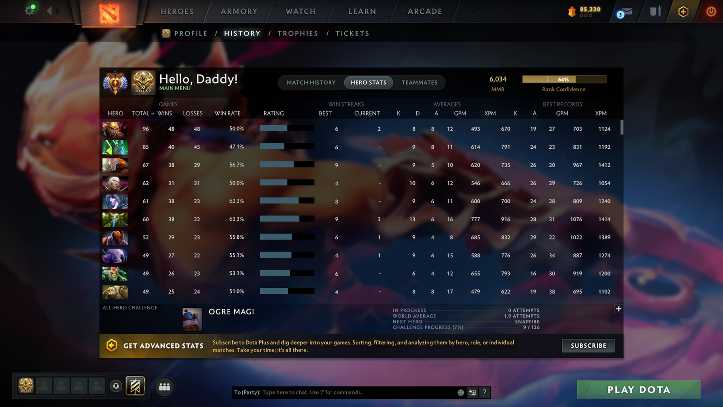 Immortal | MMR: 6034 | Behavior: 11204 | 2066 Hours Played | 3 Arcanas: SF, Rubick, Pudge  | AM Persona | Fully Stacked with Items | Mainpool | High Trophy