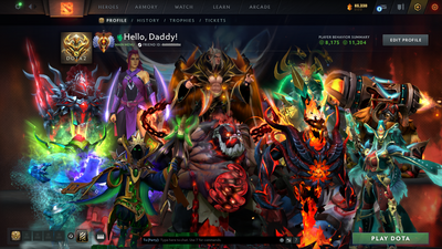 Immortal | MMR: 6034 | Behavior: 11204 | 2066 Hours Played | 3 Arcanas: SF, Rubick, Pudge  | AM Persona | Fully Stacked with Items | Mainpool | High Trophy