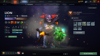 BATTLEPASS: TI8, TI9 | EARTHSHAKER, SF & ZEUS ARCANA | 2 PERSONAS | LION'S GREEN HAND | TINY PRESTIGE | 2 TERRAINS | TONS OF CACHE SETS | HIGH VALUE