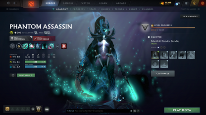 Crusader III | MMR: 1748 | Behavior Score: 10240 | Phantom Assassin Arcana | AM Persona | Many Items & Immortals Inside | Mainpool | Trophy Level: 144 | Full Access