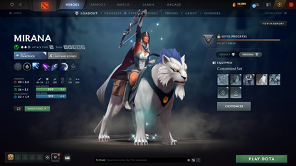 Divine I | MMR 4670 | Behavior 12000 | Juggernaut Arcana | Mirana Persona | Fully Stacked with Immortals and Cache Sets | 1800+ Hours Played | Mainpool