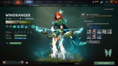 Windranger Arcana | 3 Arcanas including Ogre Magi & Juggernaut | 3 Personas: Pudge, Mirana & AM | MMR: 3092 | Behavior Score: 11310 | Exclusive Cache Sets | Mainpool | 1400+ Hours Played