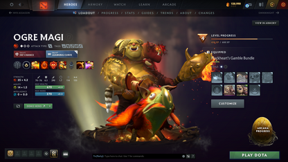 Windranger Arcana | 3 Arcanas including Ogre Magi & Juggernaut | 3 Personas: Pudge, Mirana & AM | MMR: 3092 | Behavior Score: 11310 | Exclusive Cache Sets | Mainpool | 1400+ Hours Played