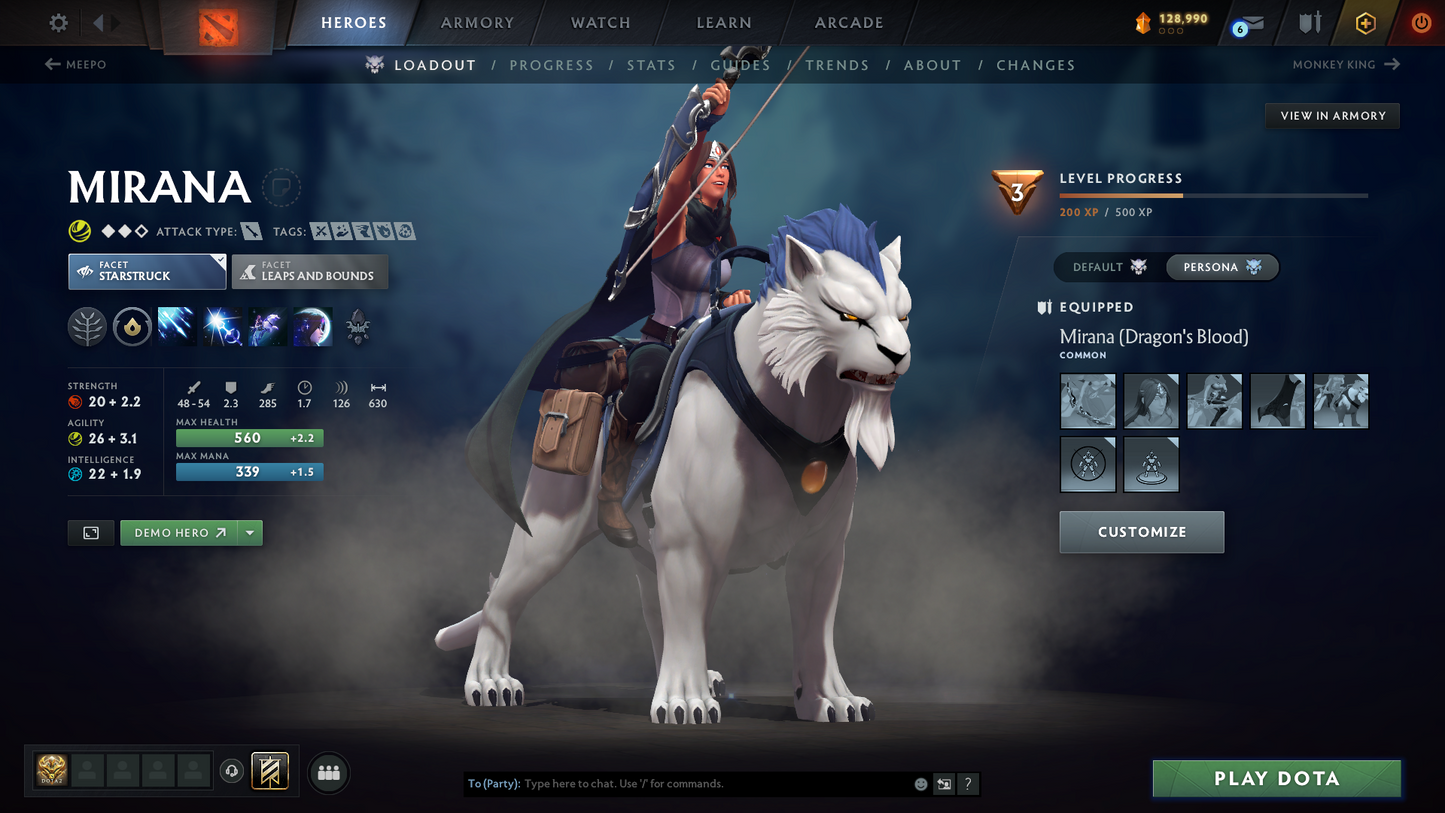 Windranger Arcana | 3 Arcanas including Ogre Magi & Juggernaut | 3 Personas: Pudge, Mirana & AM | MMR: 3092 | Behavior Score: 11310 | Exclusive Cache Sets | Mainpool | 1400+ Hours Played