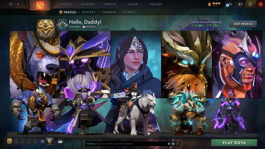 Crusader IV | MMR: 1954 - Behavior: 9294 | Mirana Persona | Complete 10th Anniversary Sets | Many Items & Sets Inside | Full Access | Mainpool | Trophy Level: 126