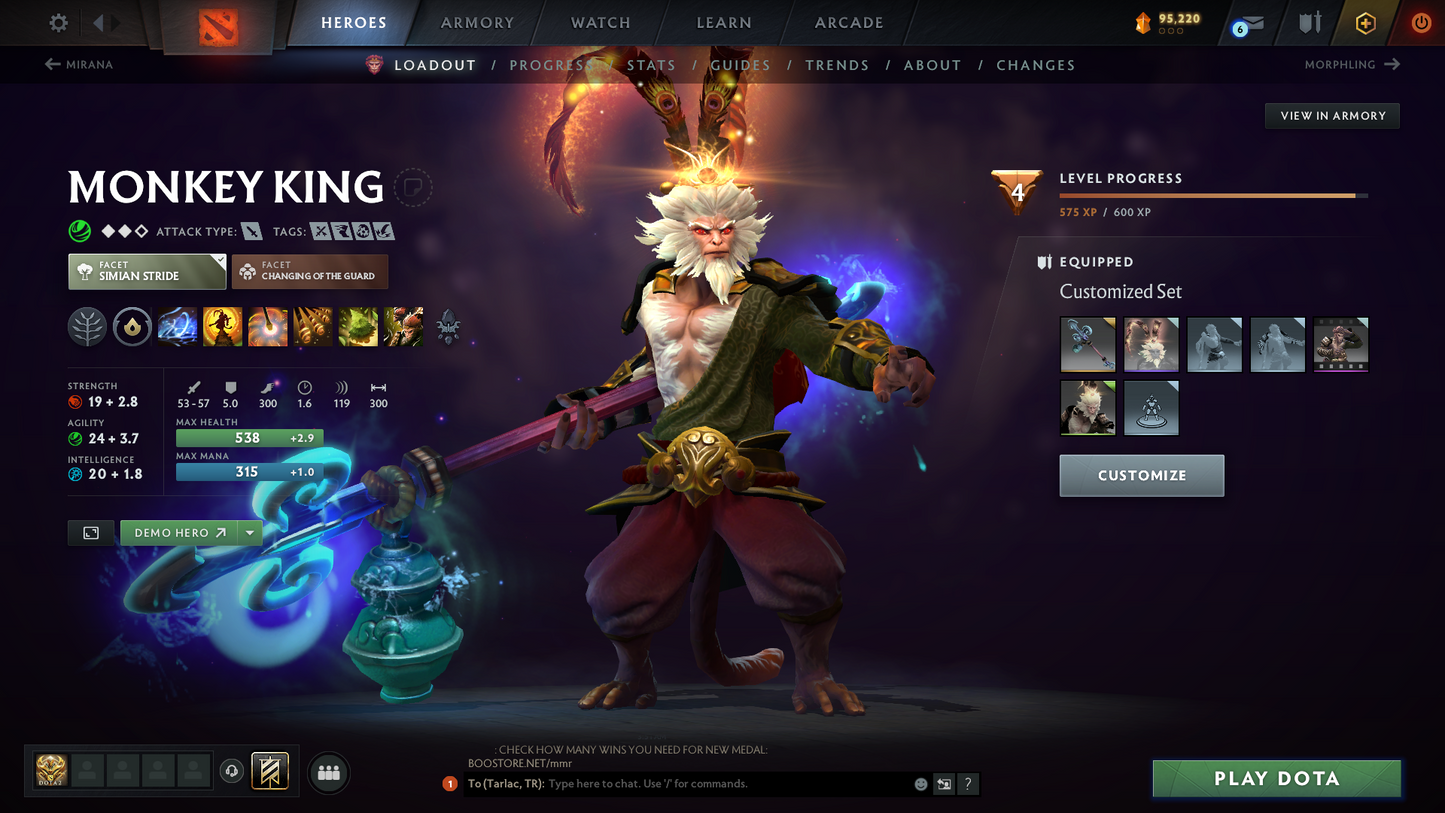 Legend II | MMR: 3304 - Behavior Score: 11992 | 2 Arcanas: Phantom Assassin & Monkey King | 3539 Hours Played | Many Immortals Inside | Mainpool | Trophy Level: 352 | Full Access