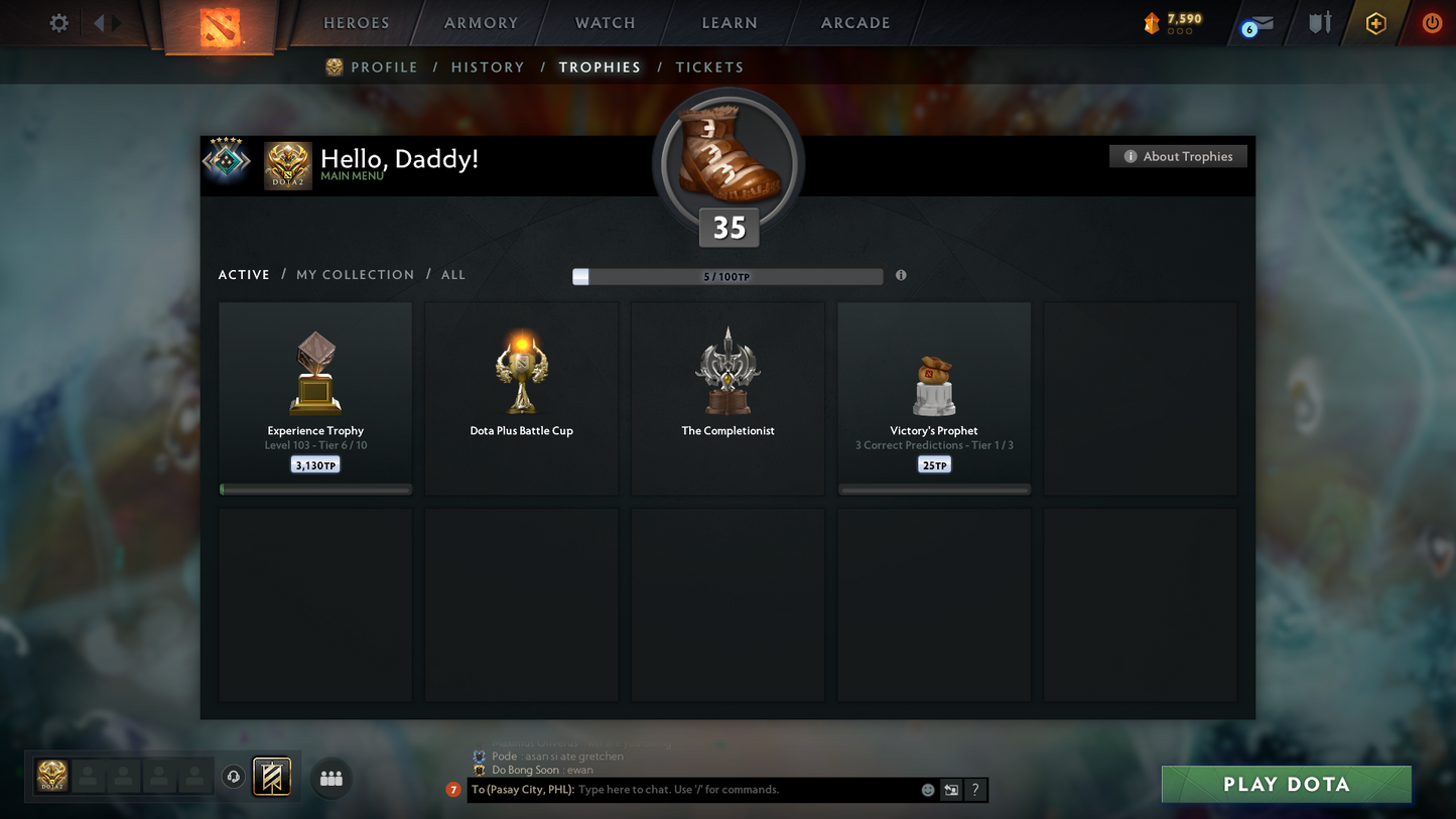 Crusader V | MMR: 2235 - Behavior Score: 8947 | Phantom Assassin Arcana | AM Persona | Many Immortals Inside | Mainpool | Trophy Level: 103 | Full Access