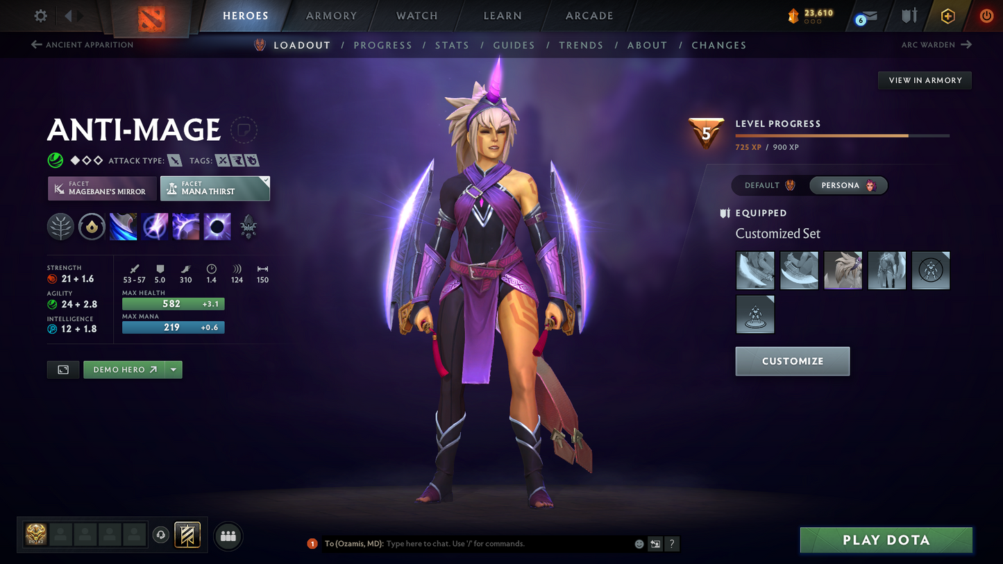 Ancient V | MMR: 4548 | Behavior Score: 12000 | Terrorblade Arcana | Anti Mage Persona | Many Sets & Immortals Inside | 1600+ Hours Played | Mainpool | Trophy Level: 205+ | Full Access