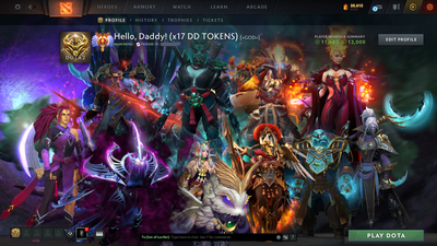 Immortal | MMR: 5828 | Behavior: 12000 | 4 Arcanas: Phantom Assassin, Terrorblade, Juggernaut & Lina | 3 Personas: PA, Mirana & AM | Rare & Expensive Cache Sets | Mainpool | High Trophy Level | 2805 Hours Played