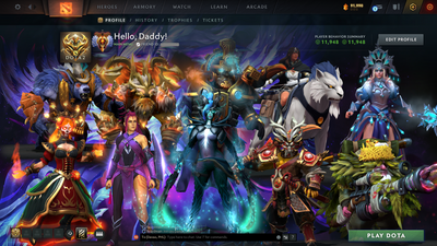 Immortal | MMR: 5709 | Behavior: 11948 | Phantom Assassin Arcana | 2 Personas: Mirana & AM | Complete 10th Anniversary Sets | Rare & Expensive Cache Sets | Mainpool | High Trophy Level | 1902 Hours Played