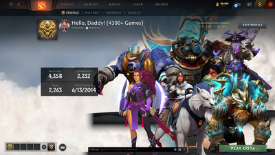 Legend III | MMR: 3452 | Behavior: 8260 | 4300+ Hours Played | Complete 10th Anniversary Items | 2 Personas: Mirana & AM | 2014 Account | Mainpool | High Trophy Level