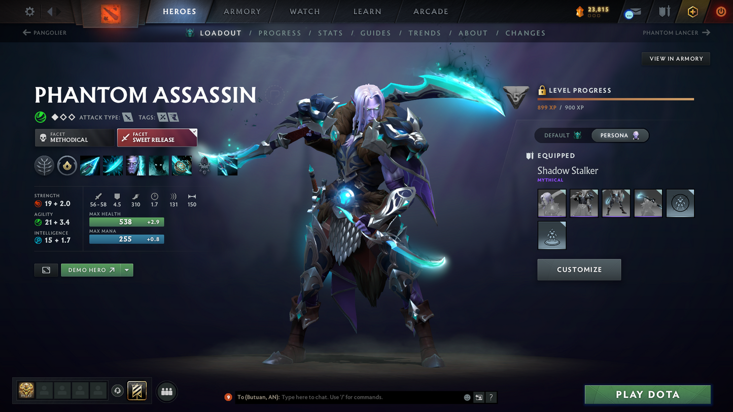 Ancient III | MMR: 4219 | Behavior: 9843 | 3300+ Hours Played | Terrorblade Arcana | 4 Latest Personas Skins: Invoker, AM, PA & Mirana | Expensive Cache Sets | Mainpool | High Trophy Level