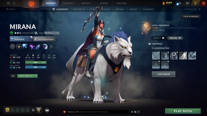 Ancient III | MMR: 4219 | Behavior: 9843 | 3300+ Hours Played | Terrorblade Arcana | 4 Latest Personas Skins: Invoker, AM, PA & Mirana | Expensive Cache Sets | Mainpool | High Trophy Level