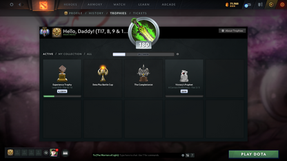Ancient III | MMR: 4117 - Behavior: 11983 | Battlepass: TI7, TI8, TI9, TI11 | 11,264 Hours Played | Arcanas: Earthshaker, IO, Razor, Void | 6 Arcanas In Total | 4 Latest Personas | 4 Exclusive Terrains | Tons of Collector's Cache and Items
