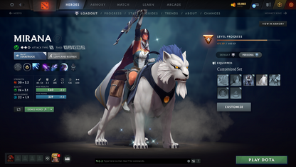 Divine IV | MMR: 5291 | Behavior: 12000 | 3 Exclusive Arcanas | 3 Personas: PA, AM & Mirana | Complete 10th Anniversary Items | Mainpool | High Trophy Level | 4468 Hours Played