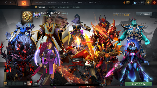 Ancient I | MMR: 3958 | Behavior: 7342 | Juggernaut Arcana | AM Persona | Many Rare Sets & Items | Mainpool | High Trophy Level | 1300+ Hours Played