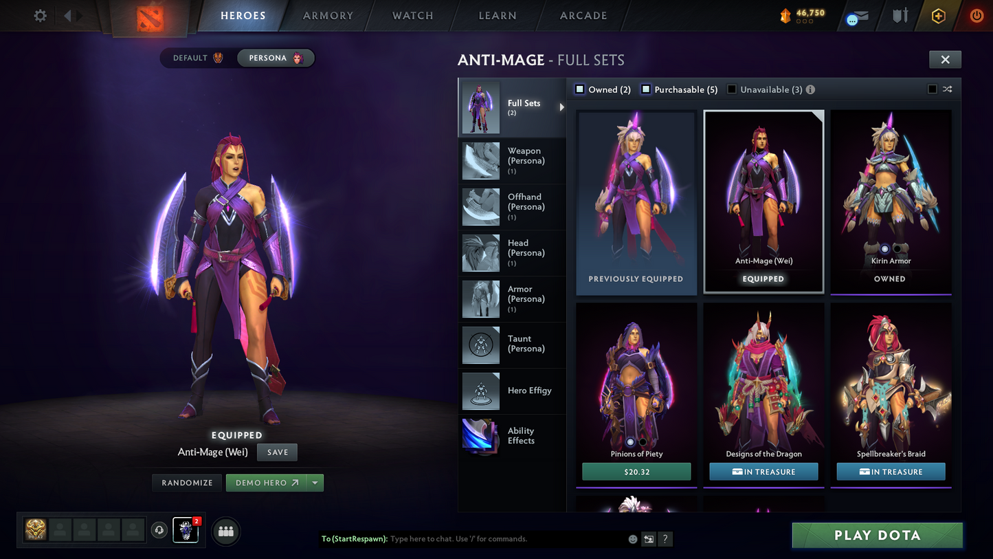Legend II | MMR: 3252 - Behavior Score: 8052 | Anti Mage Persona | Latest Quartero's Curios Sets | Many Items | Fast Queue | Full Access