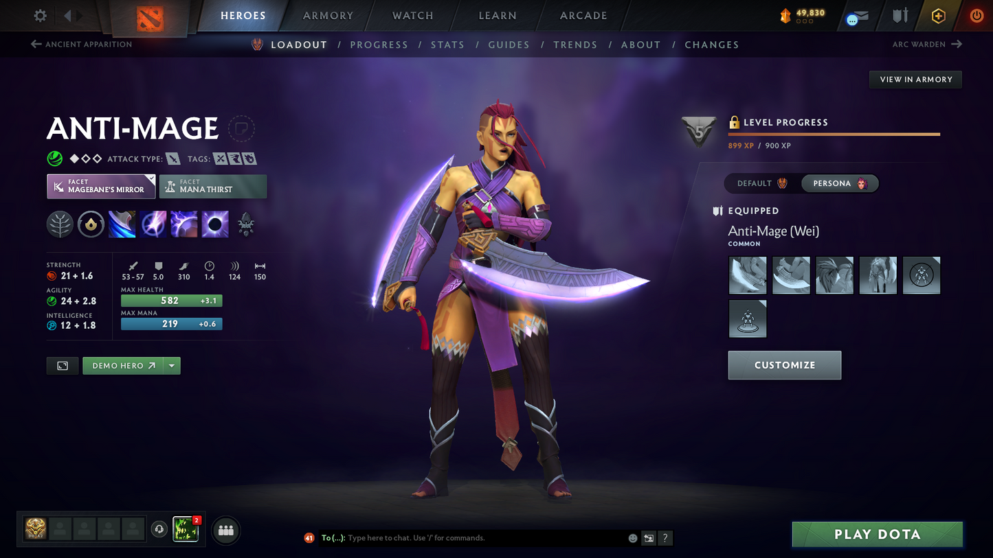 Divine III | MMR: 5083 | Behavior: 11966 | 3 Exclusive Arcanas | 2 Personas: AM & Mirana | Rare Cache Sets & Items | Complete 10th Anniversary | Mainpool | High Trophy Level | 6,640 Hours Played