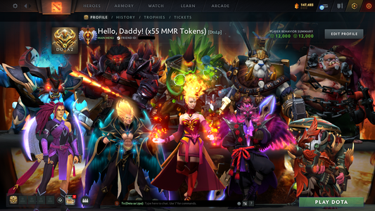 Immortal | MMR: 5631 | Behavior Score: 12000 | x55 MMR DD TOKENS | Lina Arcana | Anti Mage Persona | Many Rare Sets & Immortals Inside | 1200+ Hours Played | Fast Queue | Trophy Level: 178+