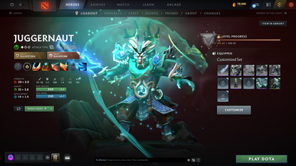 Legend I | MMR: 3148 | Behavior: 11252 | Jugg Arcana | 4 Personas: Invoker, CM, AM & Mirana | High Value Cache Sets | Mainpool | High Trophy Level | 3,412 Hours Played