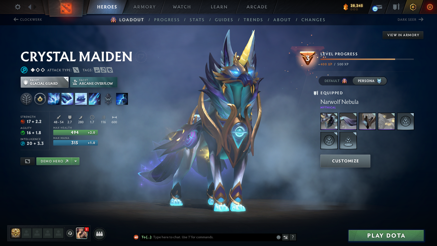 Legend I | MMR: 3029 | Behavior: 9888 | Jugg Arcana | All 5 Personas: Invoker, CM, AM, PA & Mirana | Tons of Cache Sets | Mainpool | High Trophy Level | 4,260 Hours Played