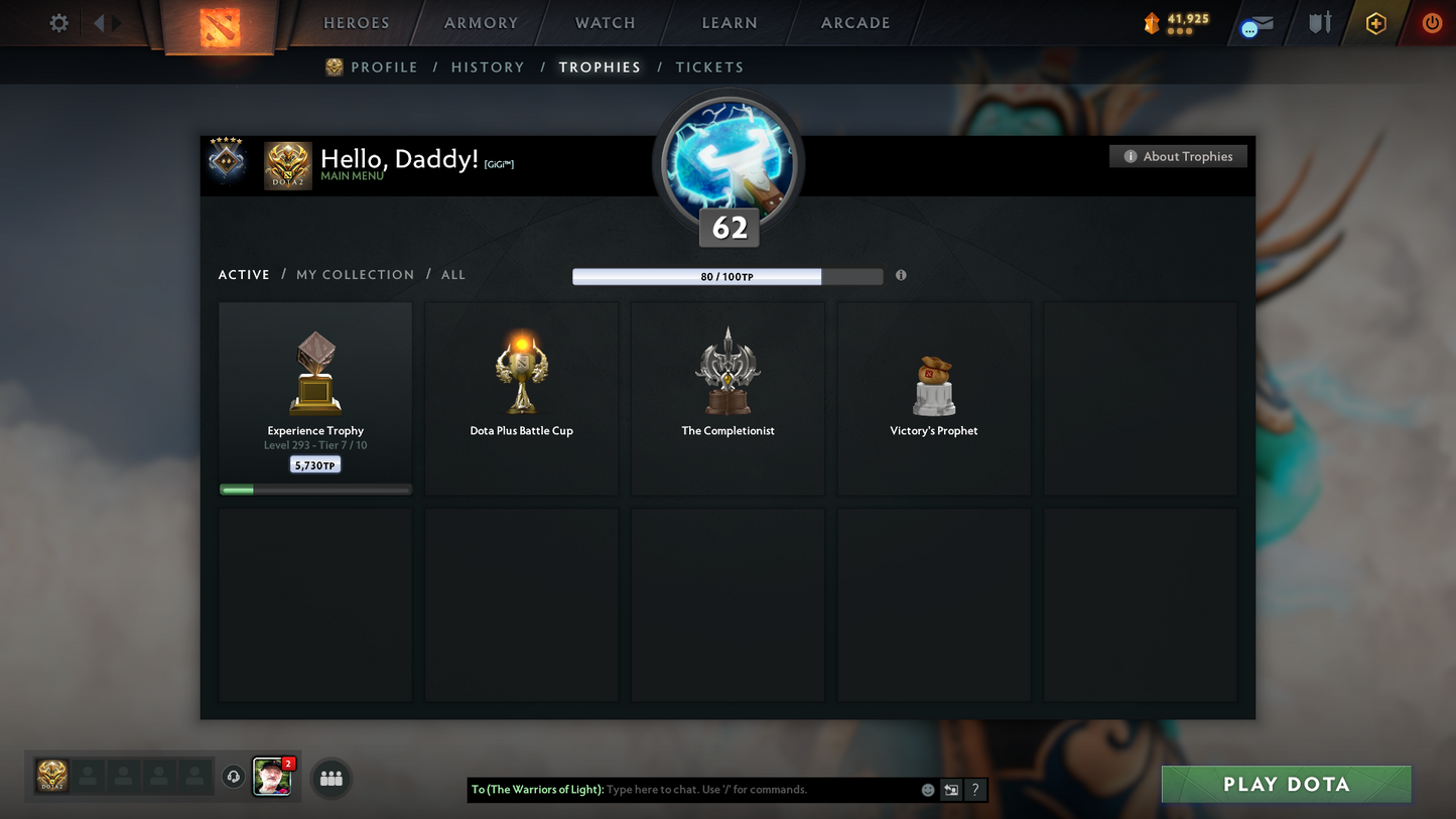 Guardian V | MMR: 1372 | Behavior: 10245 | Pudge Arcana | 2600+ Matches Played | Many Immortals & Sets Inside | Mainpool | High Trophy